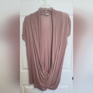 Free to Live Women's Lightweight Short Sleeve Criss Cross Pullover Khaki Size XL